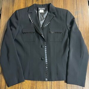 Harve Benard Black Women's Blazer with Ribbon Trim - Size:12